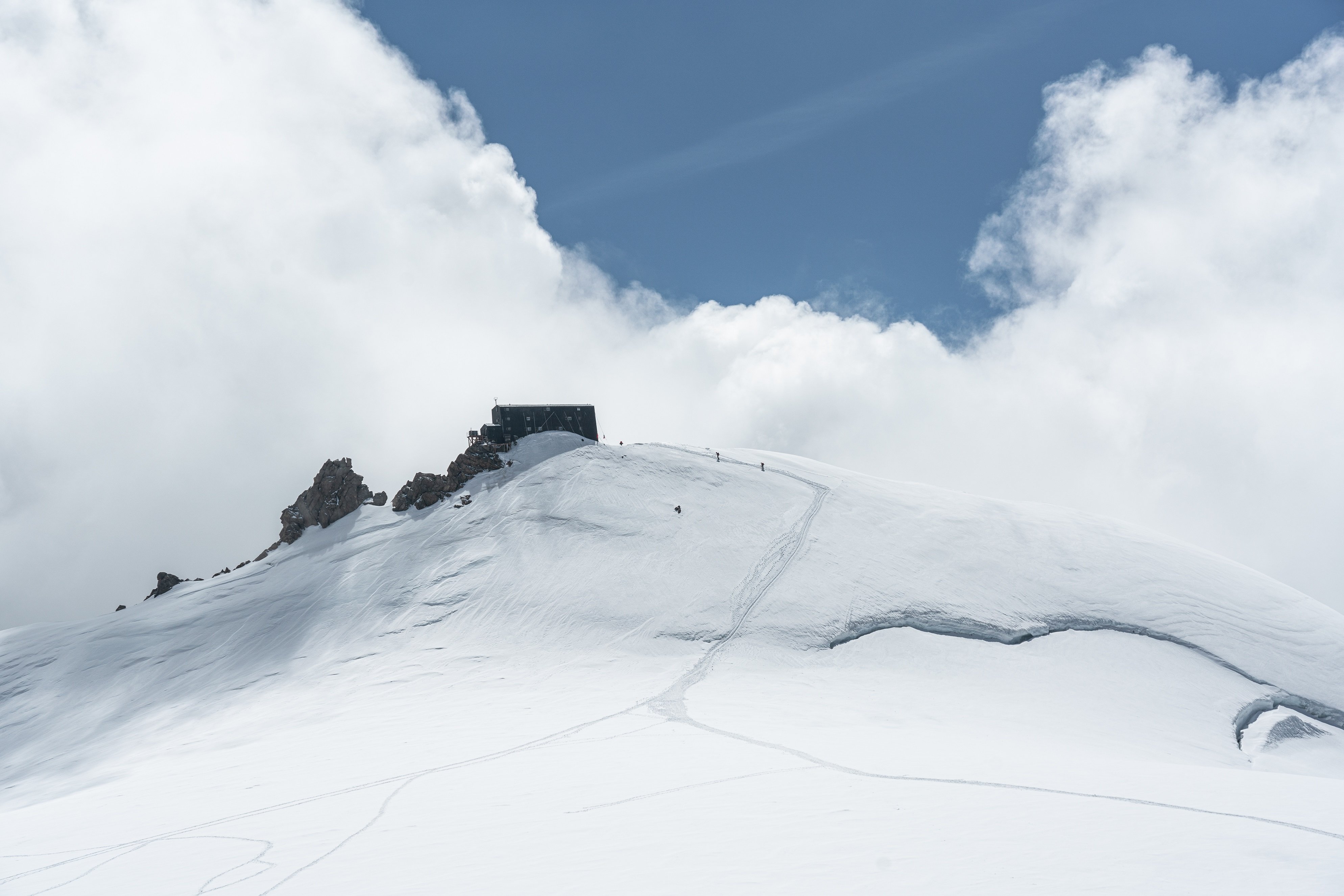 Capanna Margherita hut sits at the top of Signalkuppe top of 