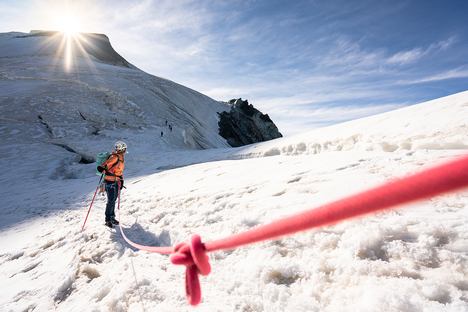 the author looks back at the summit of Allalinhorn
