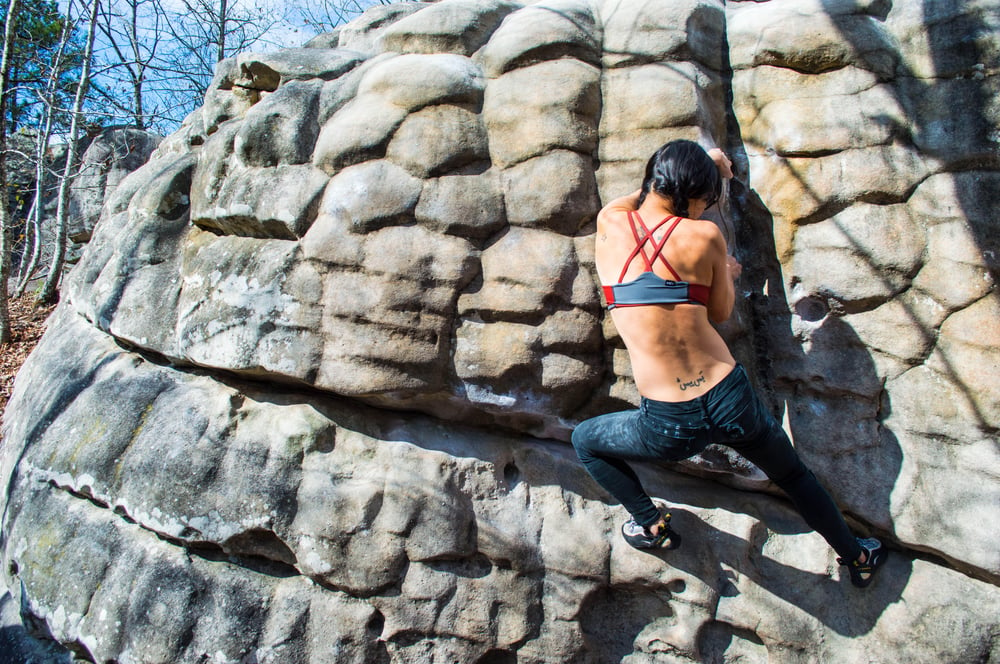 Rock climbing, bouldering, outdoors